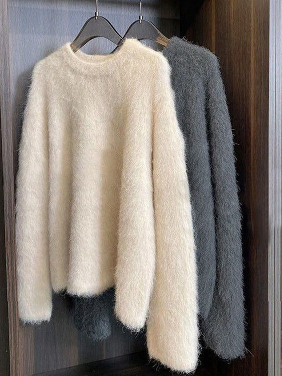 White Round Neck Sweater