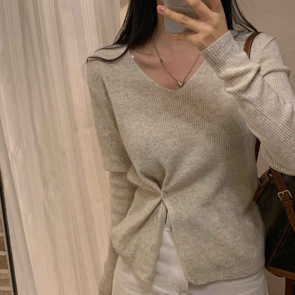 V-neck Split Sweater