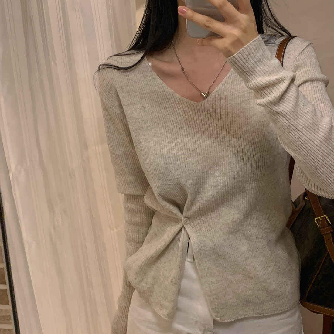 V-neck Split Sweater