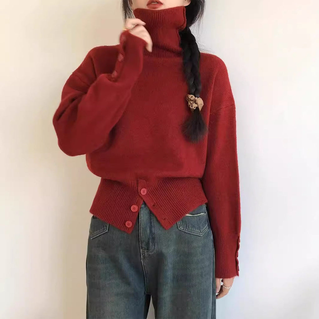 Waist Button Retro Sweater