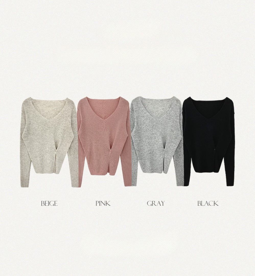 V-neck Split Sweater