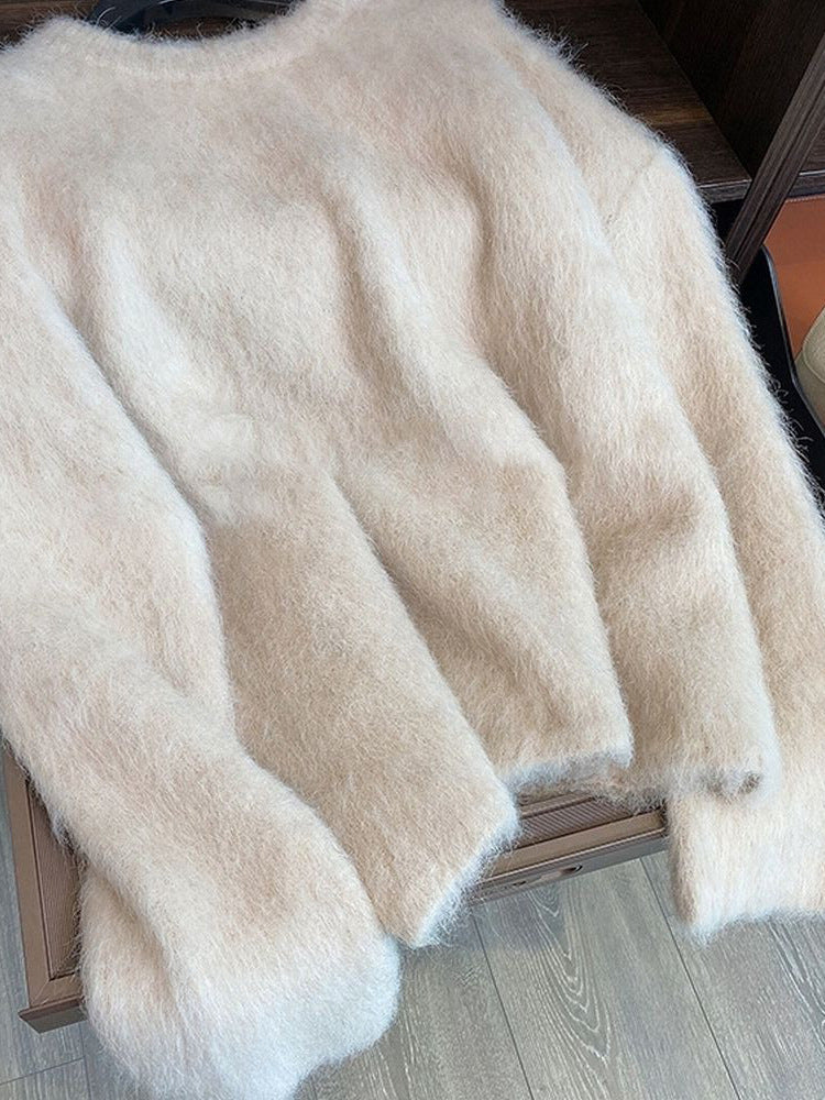 White Round Neck Sweater