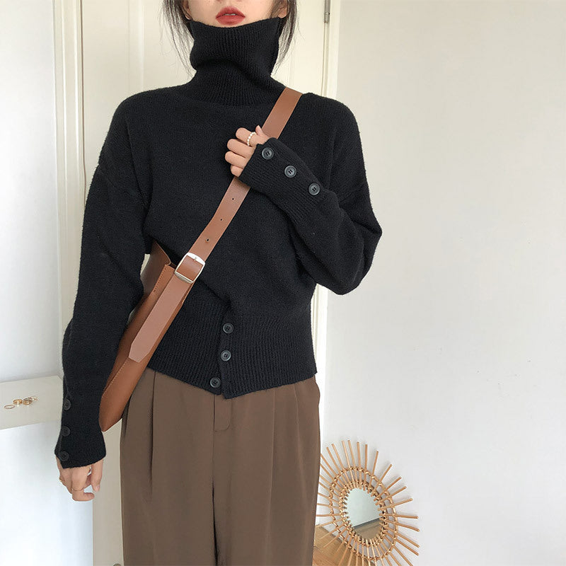 Waist Button Retro Sweater