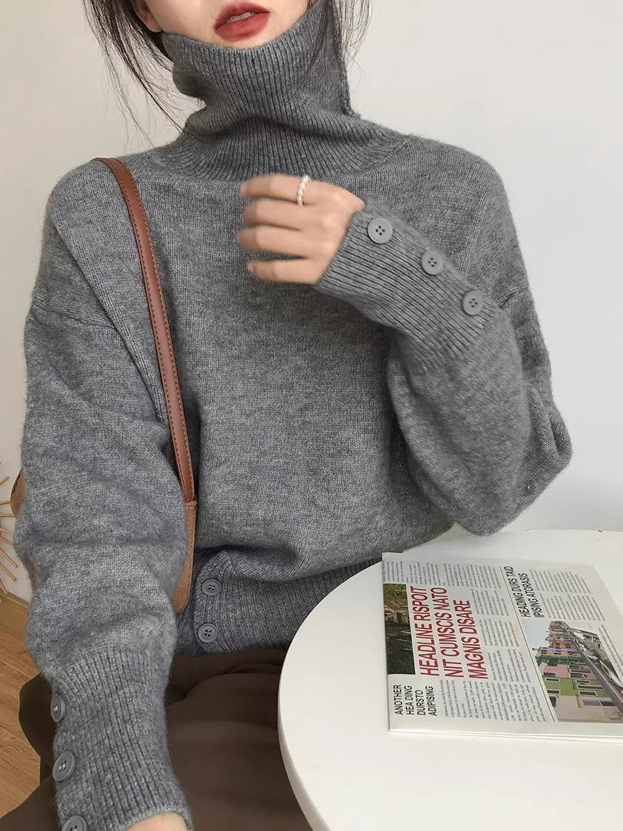 Waist Button Retro Sweater