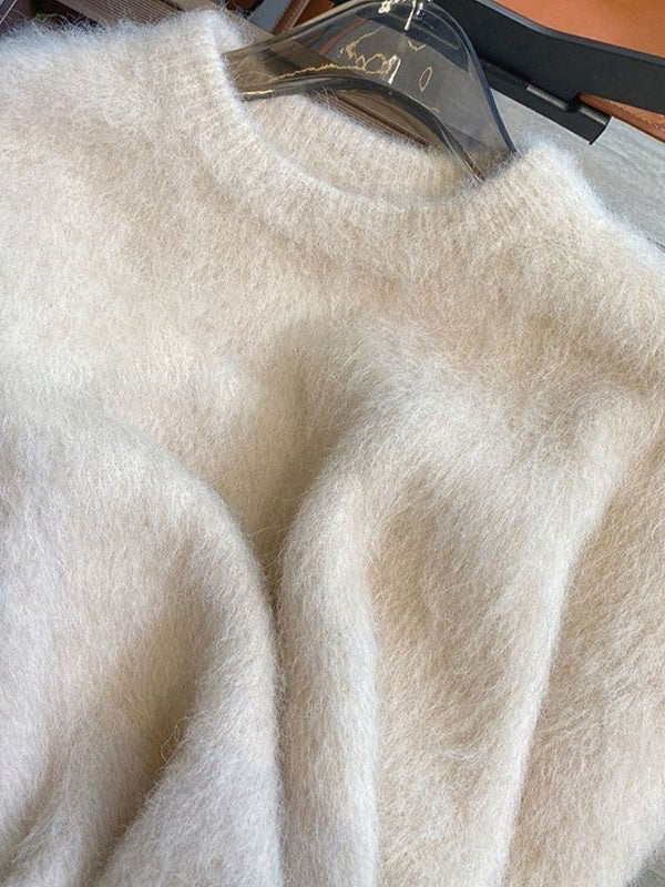 White Round Neck Sweater