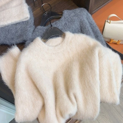 White Round Neck Sweater